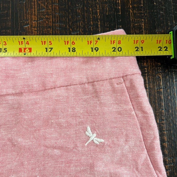 Loft The Riviera Shorts Women Size 16 Pink Dragonfly Embroidered Linen Blend - Picture 4 of 9
